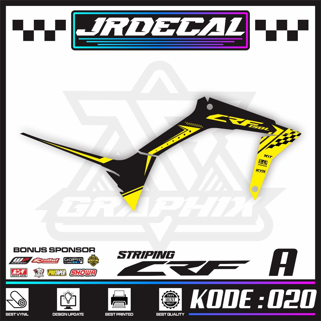 STIKER CRF 150L SEMI FULL GRAFIS TERSEDIA WARNA HITAM MERAH PUTIH MOTIF VARIASI SIMPEL KEREN (COD) -
