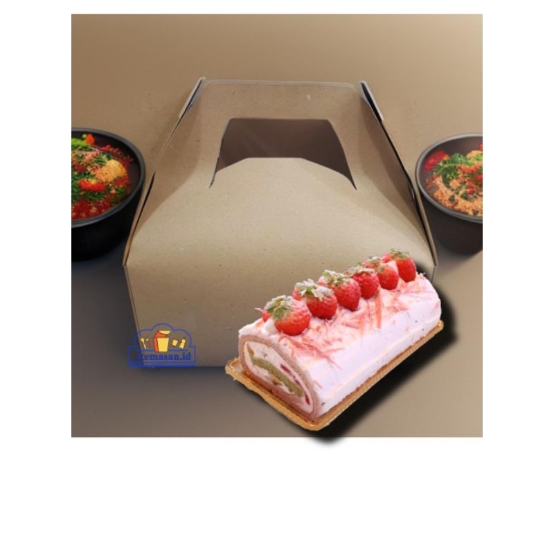 

GABLE BOX/HANDLE BOX KRAFT NO PE/LAMINASI 29X15X14 1PC