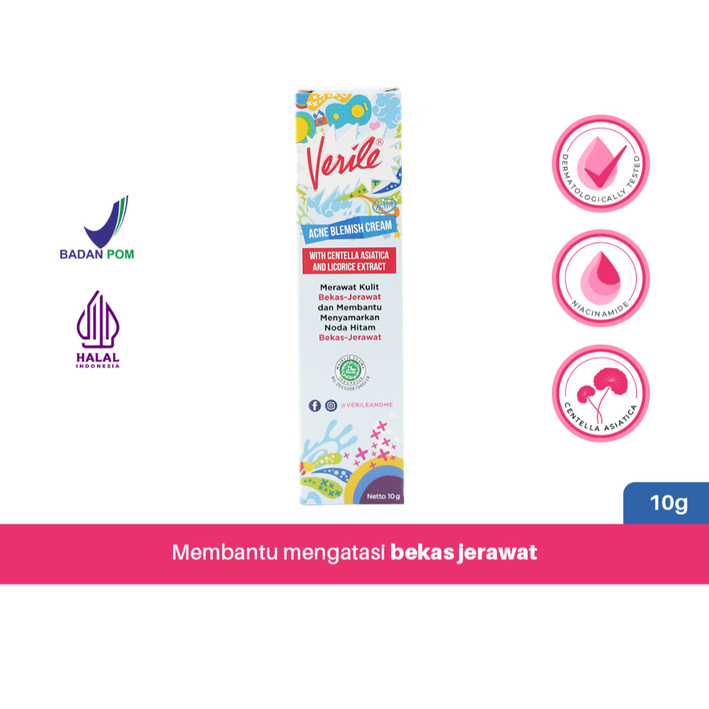 Verile Acne Blemish Cream 10 gr / Salep Jerawat / Salep Acne / Obat Jerawat / Obat Kulit Jerawat
