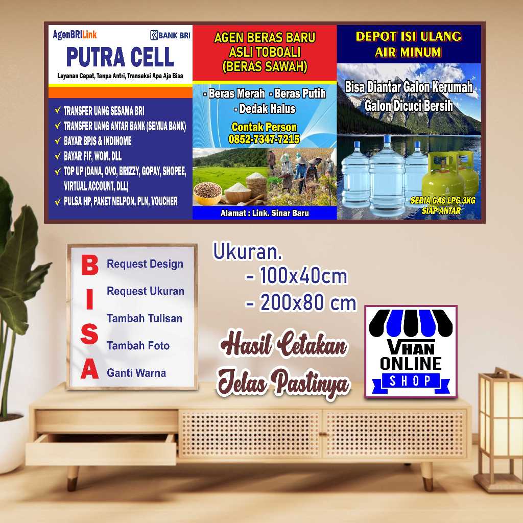 Design Spanduk Banner MMT Brilink, Jualan Beras, dan Design Simple