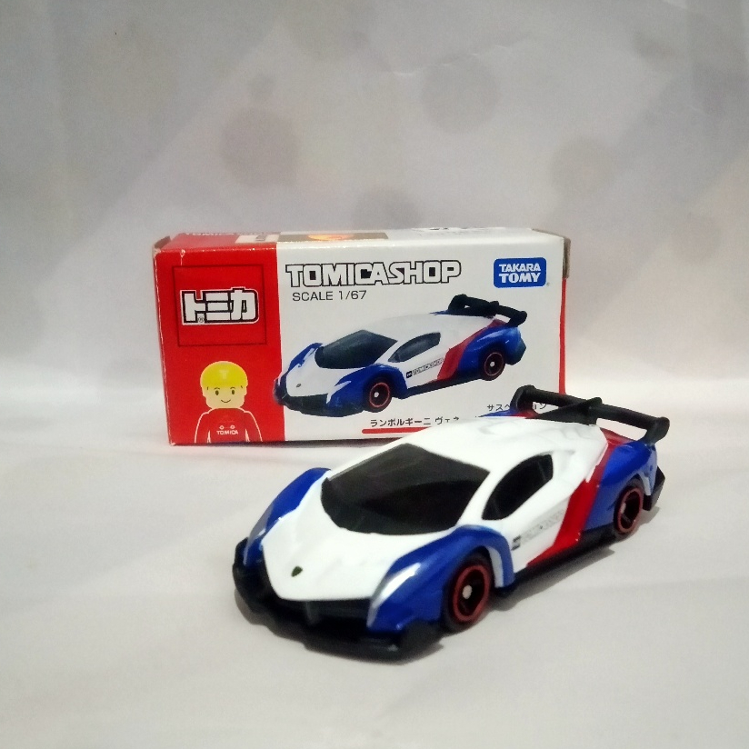 Tomica SHOP Lamborghini veneno putih biru Takara Tomy Diecast Mobil Miniatur mobil