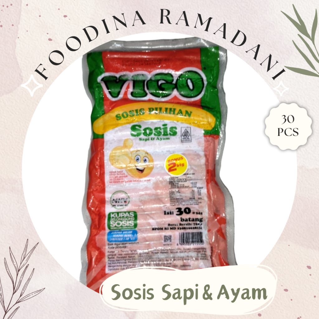 

SOSIS SAPI & AYAM Vigo - Beef & Chicken Sausage Fresh [ Isi 30 Pcs ] Harga Per BKS