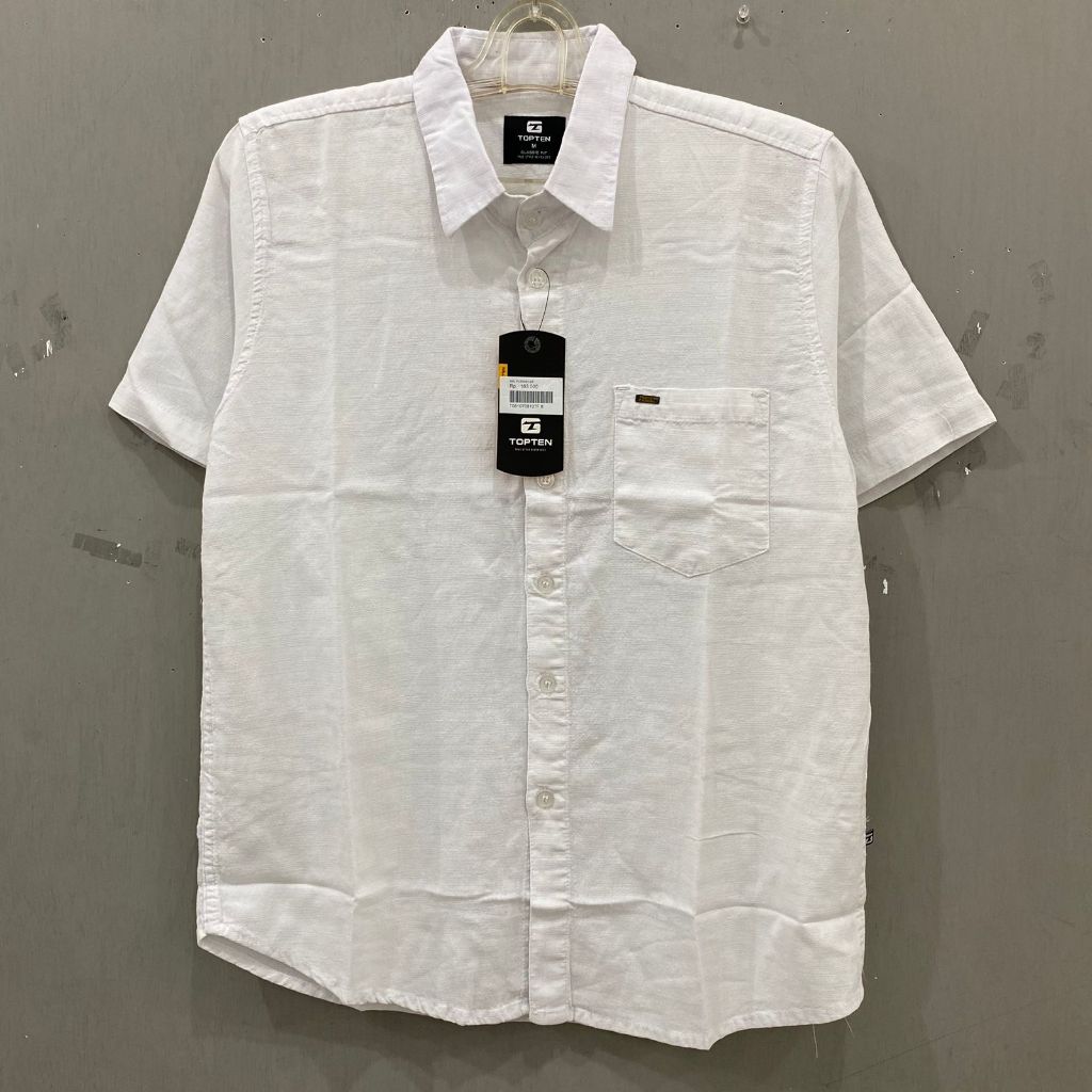 KEMEJA PRIA PUTIH POLOS TOPTEN CLASSIC FIT LENGAN PENDEK PLR0683
