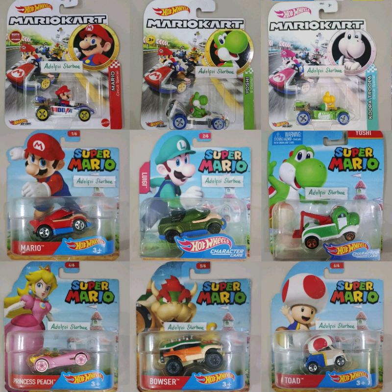 hotwheels hot wheels mariokart mario circuit special mario kart super mario Bros yoshi b dasher dino
