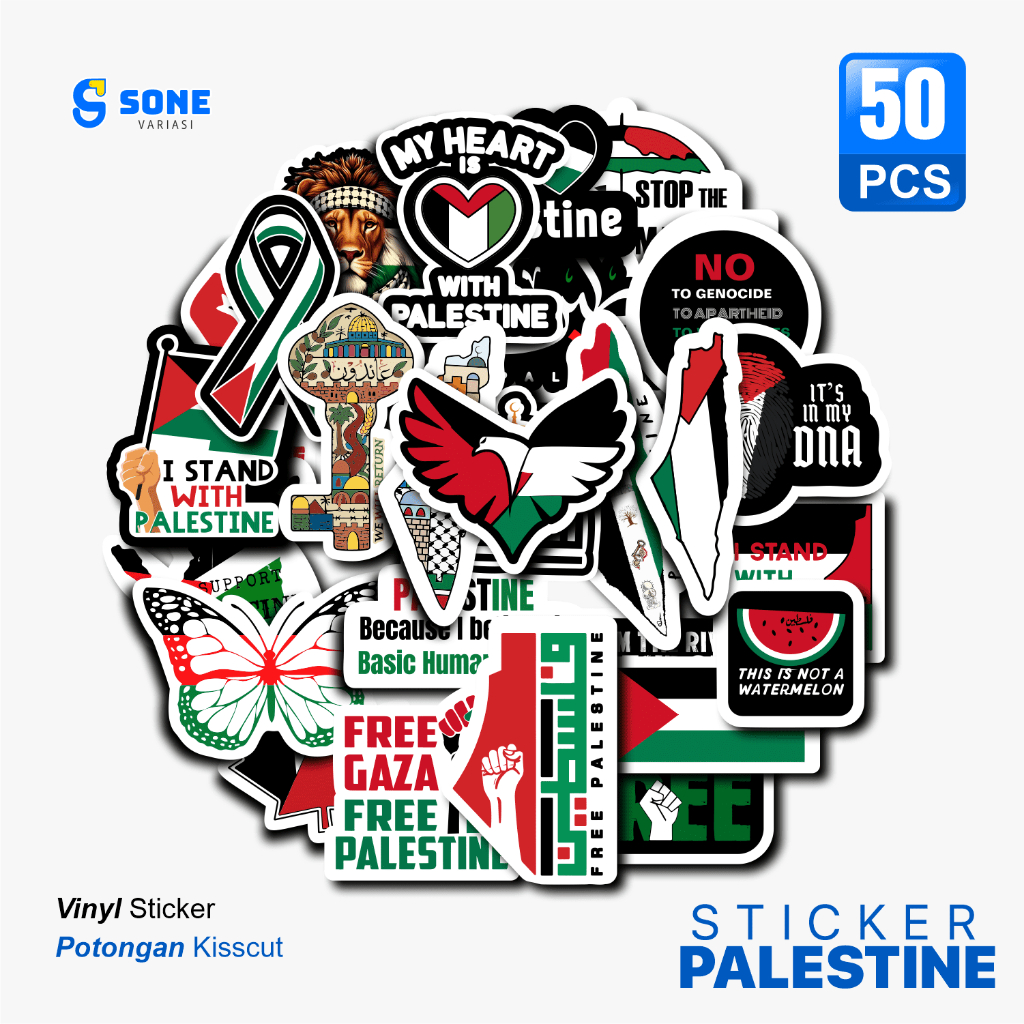 

Stiker Pack Save Palestine Vinyl Waterproof untuk Sticker Buku Journal Casing HP Laptop Tumbler