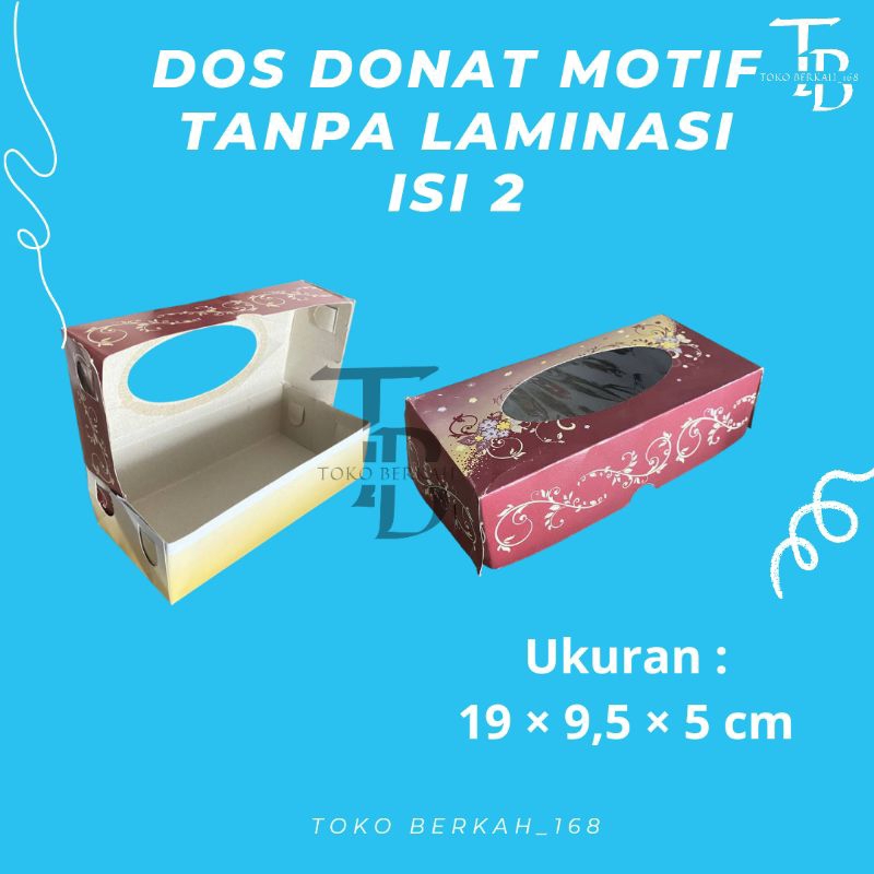 

(ISI 10 PCS) DOS / DUS DUPLEX DONAT MOTIF ISI 2 UK 19 × 9,5 × 5 CM / KARDUS BOX KOTAK HAMPERS BAHAN DUPLEX / DUS DONAT MOTIF RANTING