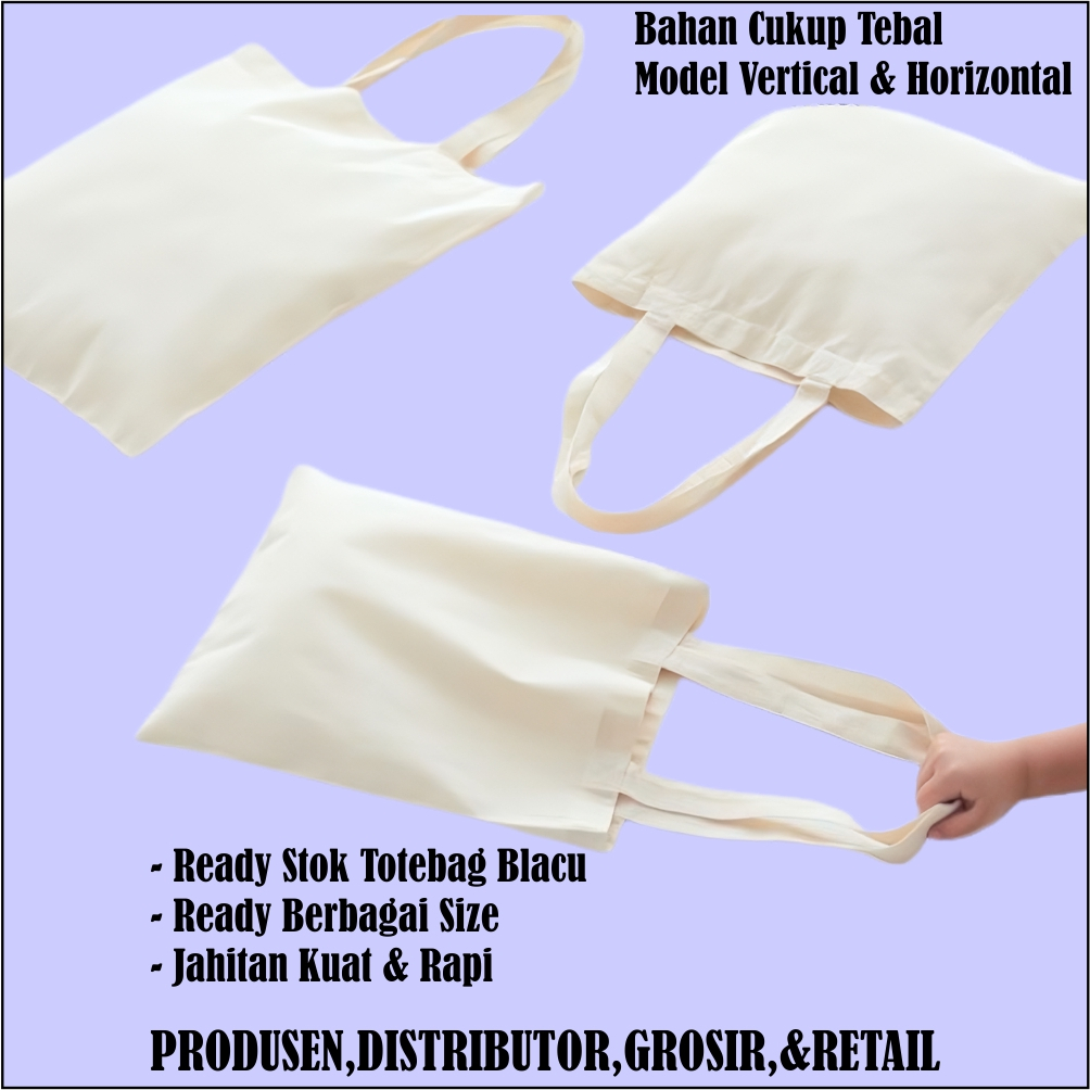 

Tas Belanja (V) P.29 X T.35 Kain Blacu Polos ShoppingBag Totebag Kanvas Polos Goodie Bag Ready Stok