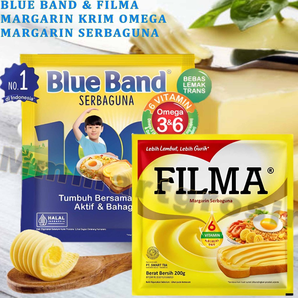 

Blue Band & Filma / Margarin Krim Omega / Margarin Serbaguna / 200gr