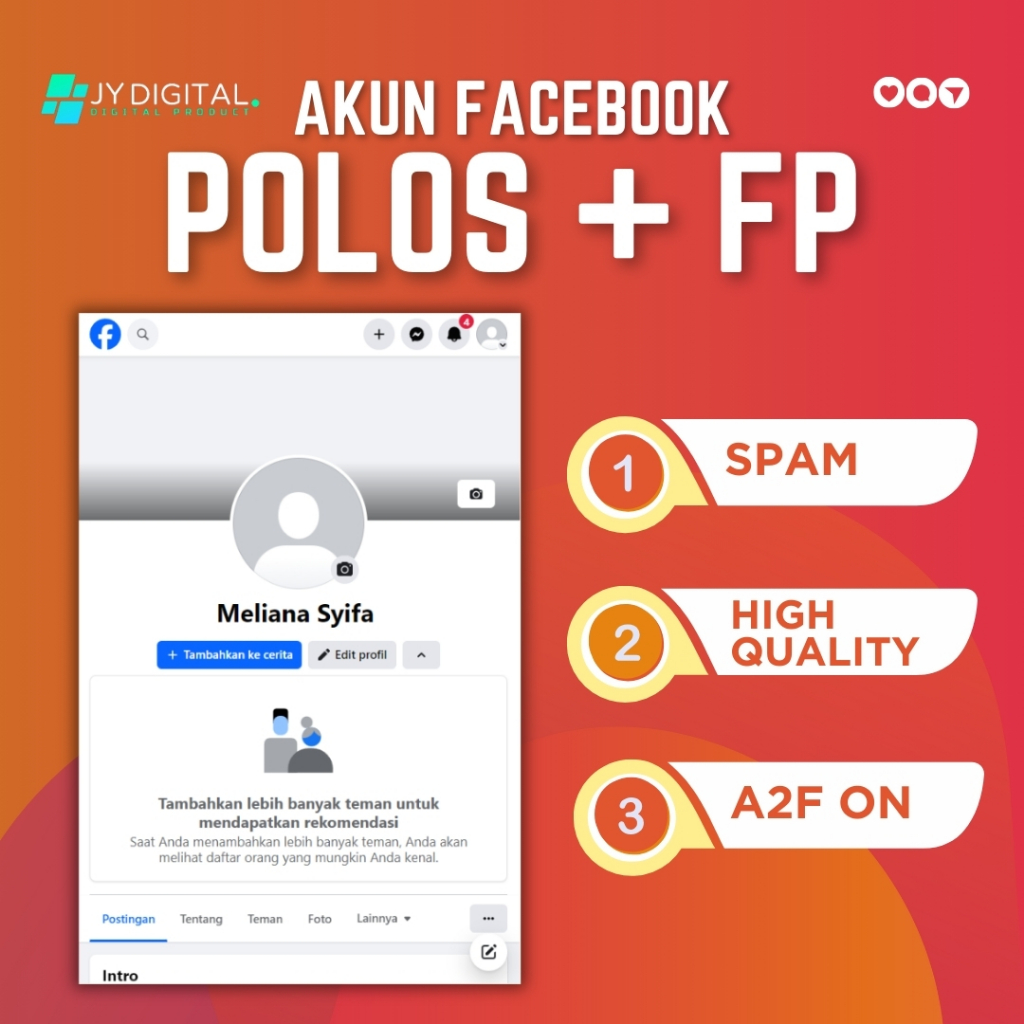 Akun Facebook Polos + Fanspage On A2F Bergaransi