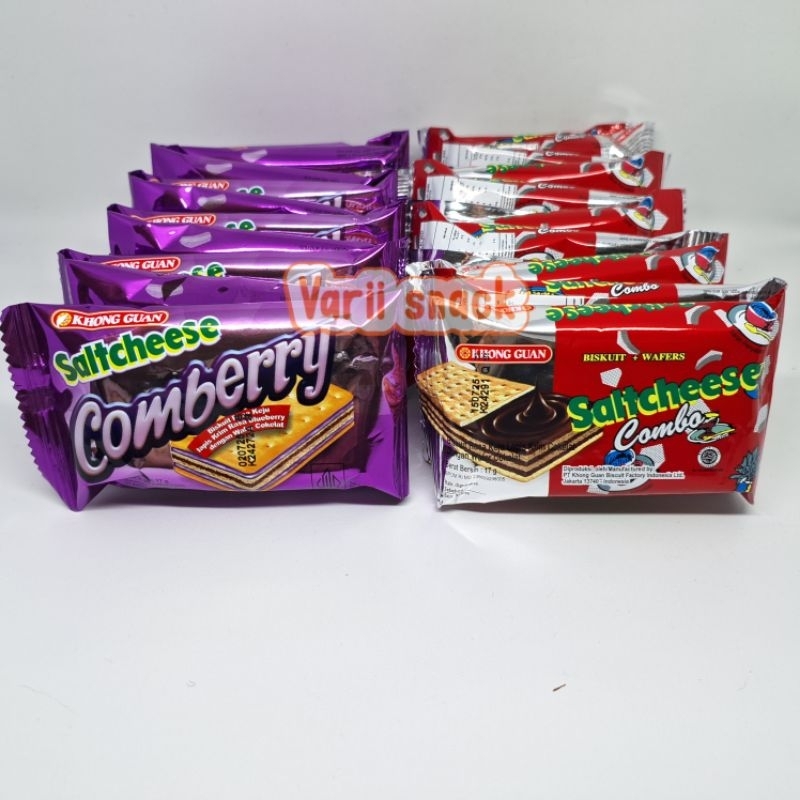 

Khong Guan Biskuit Wafer Saltcheese Combo / Comberry 17 g 1 Renceng 10 pcs