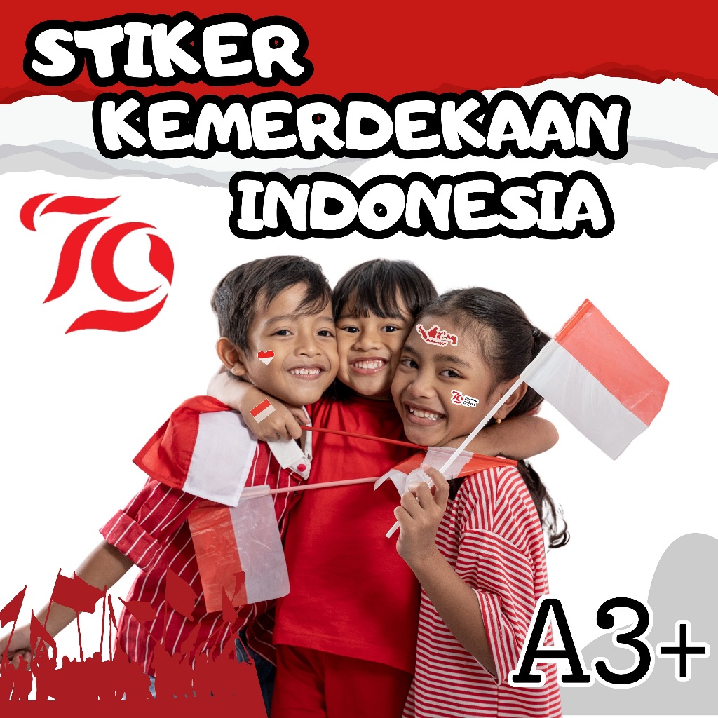 

CETAK STIKER Vinyl KEMERDEKAAN INDONESIA I Hut RI 79 I GAMBAR VINYL A3+ I setiker kemerdekaan /label hut 79 anti air