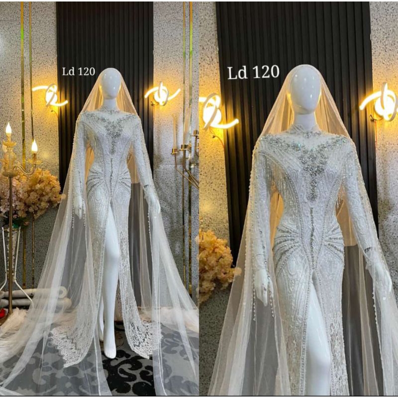 GAUN PENGANTIN/AKAD PENGANTIN /KEBAYA PENGANTIN /GAUN SLIM/GAUN MODERN