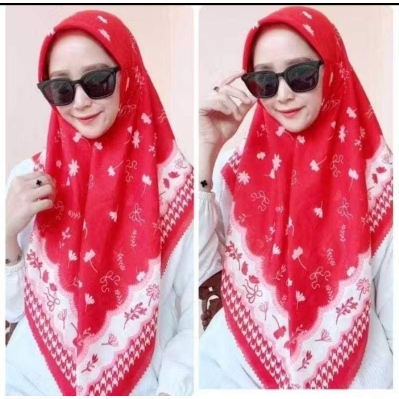 hijab segi empat motif merah putih,hijab merah putih lasercut
