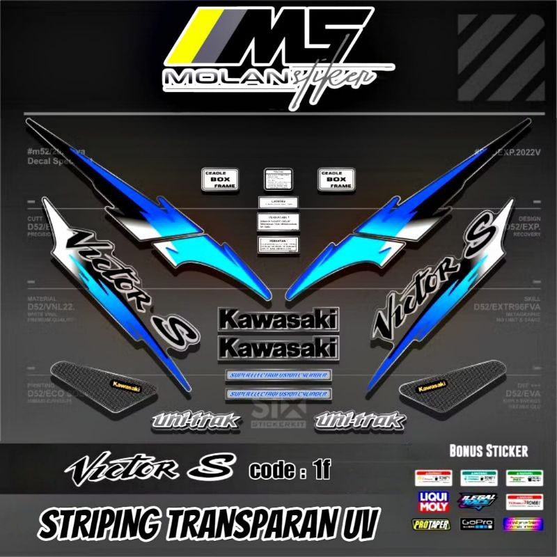 Decal Sticker Striping Variasi Transparan Uv Ninja Victor S Ninja R Ninja Ss Kawasaki Victor S Se 15