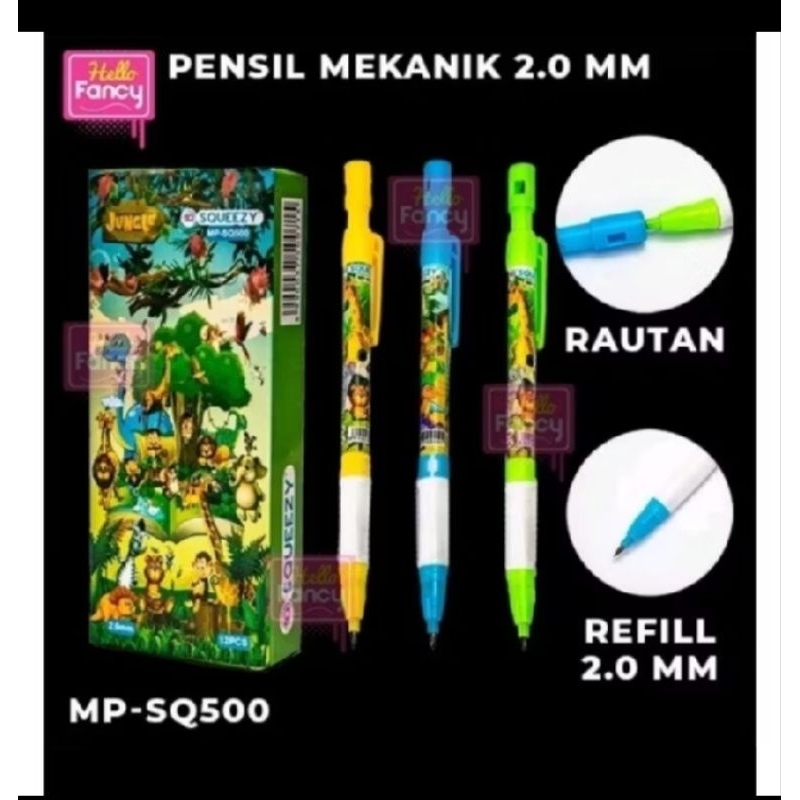 

(12pcs) Pensil Mekanik / pensil mekanik karakter/pensil mekanik squeezy/pensil mekanik murah