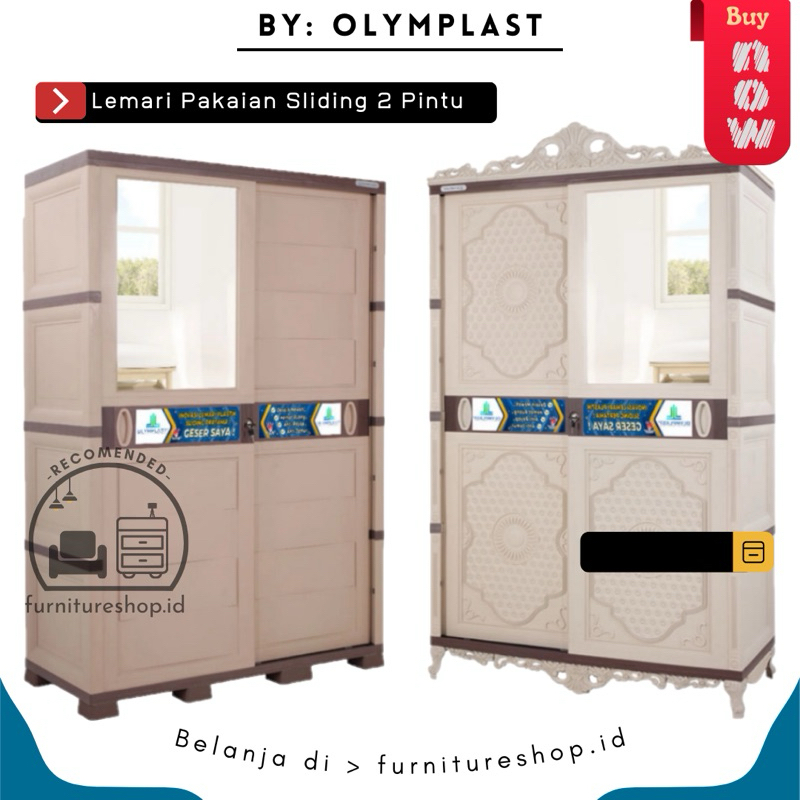 Olymplast OTC Sliding - Lemari Pakaian Plastik Sliding Cermin / Lemari Baju Plastik Jumbo