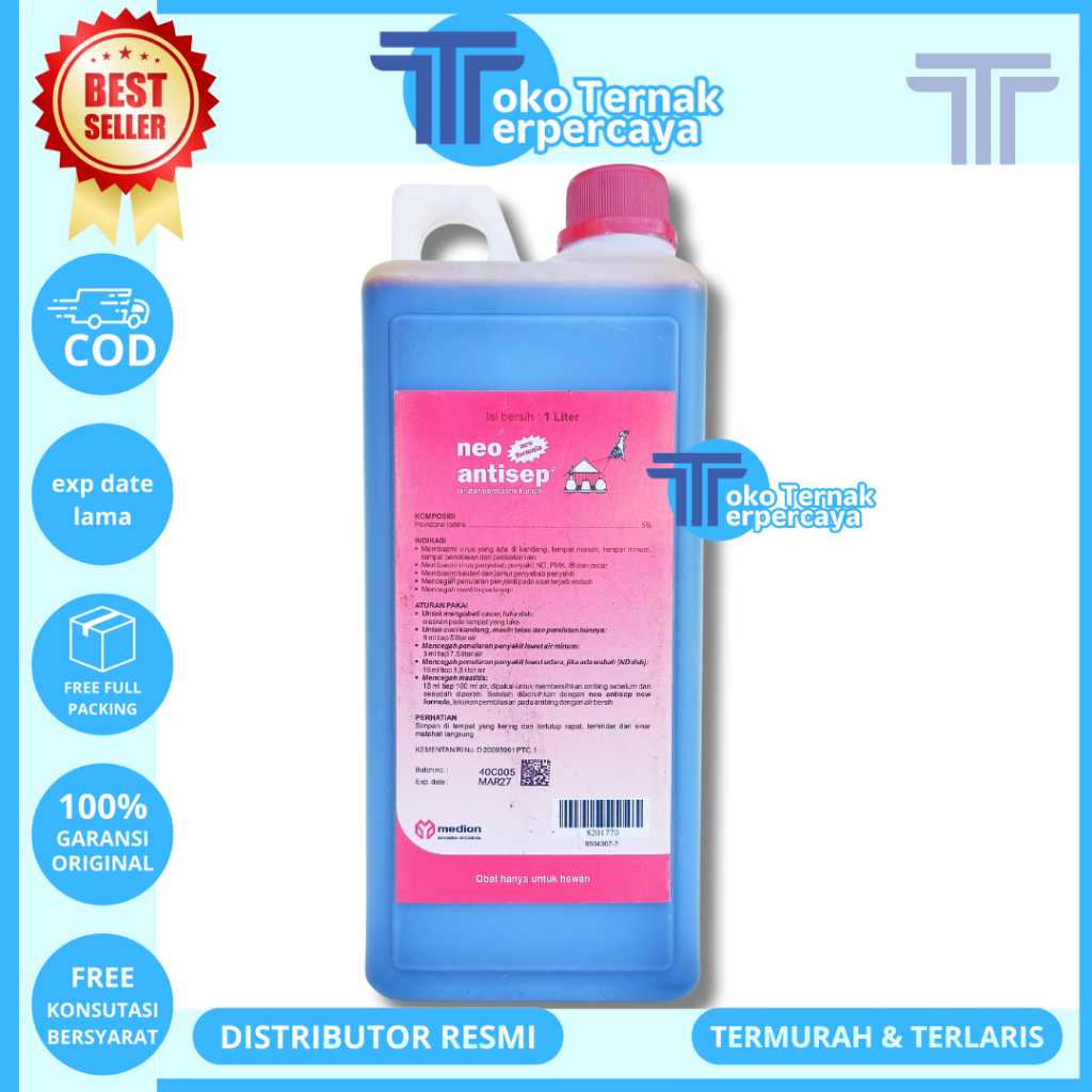 NEO ANTISEP NEW FORMULA 1 LITER MEDION - Desinfektan Disinfektan Iodine untuk Kandang dan Peralatan 