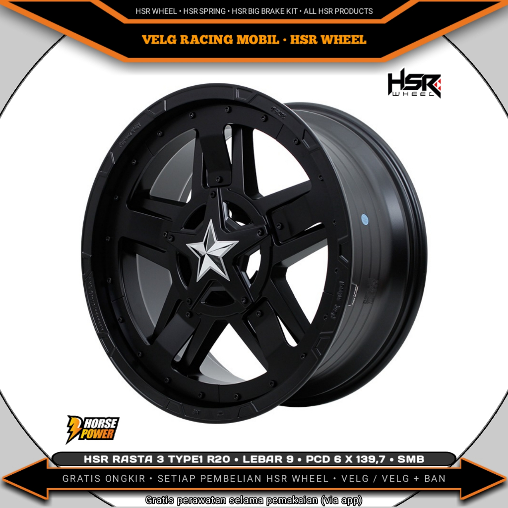 Velg R20 • Mobil 6 Baut Roda • Single Pcd 6 x 139,7 • Hsr Rasta 3 Type1