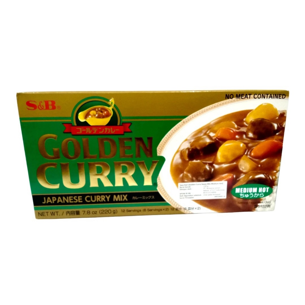 Golden Curry Block Kari Jepang Medium Hot Halal 220 Gram 220Gram (Pack)