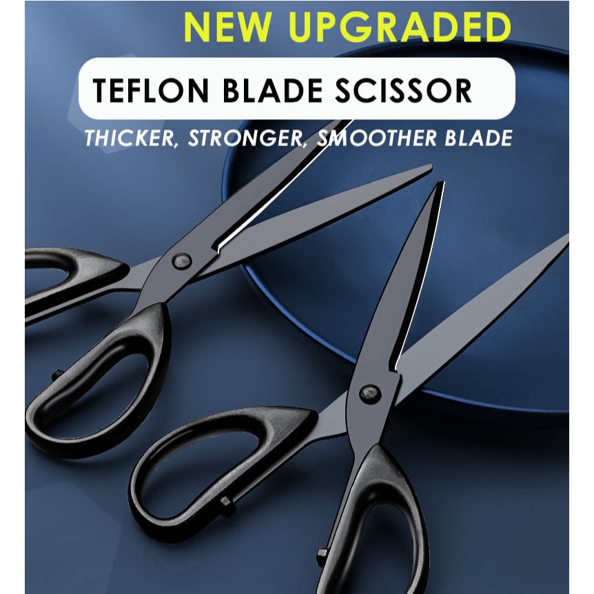 

HIGH QUALITY Gunting Teflon Baja ANTI KARAT BESAR 18MM ANTI LENGKET / NON-RUST BLACK BLADE SCISSOR