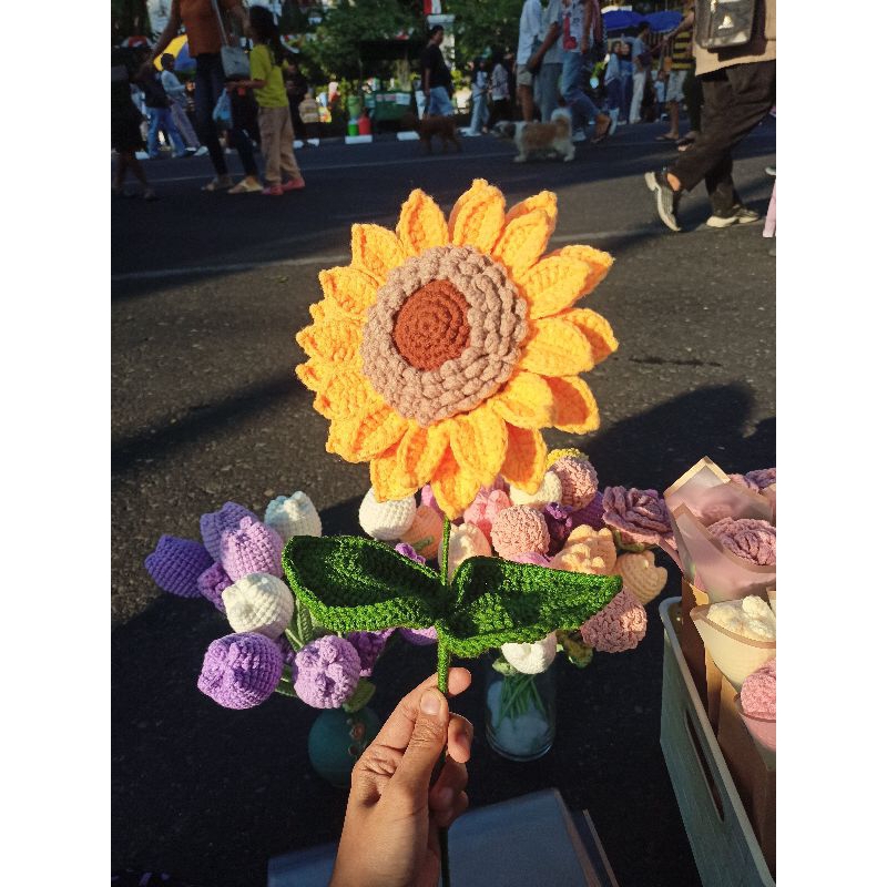 bunga matahari rajut/ bunga rajut/ crochet