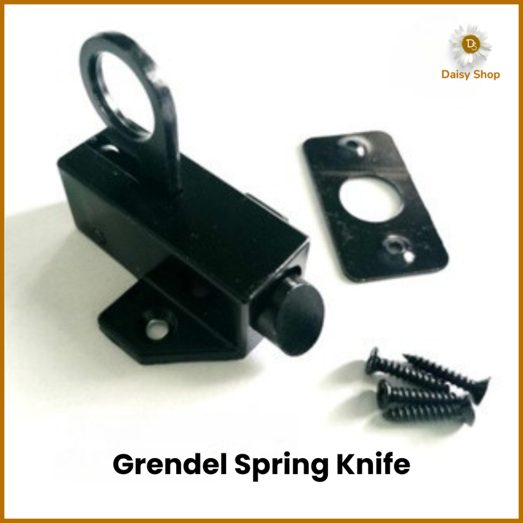 (DS) Grendel Spring Knife Kotak Hitam / Kunci Jendela Classic / Grendel Jendela / Grendel Kodok