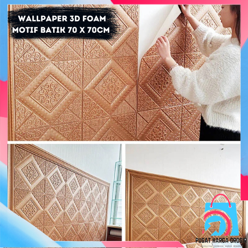 PHG - Wallpaper 3D Foam Motif Batik Sultan 70 x 70Cm Tebal 6mm Sticker Wallborder Dinding 3D Motif K