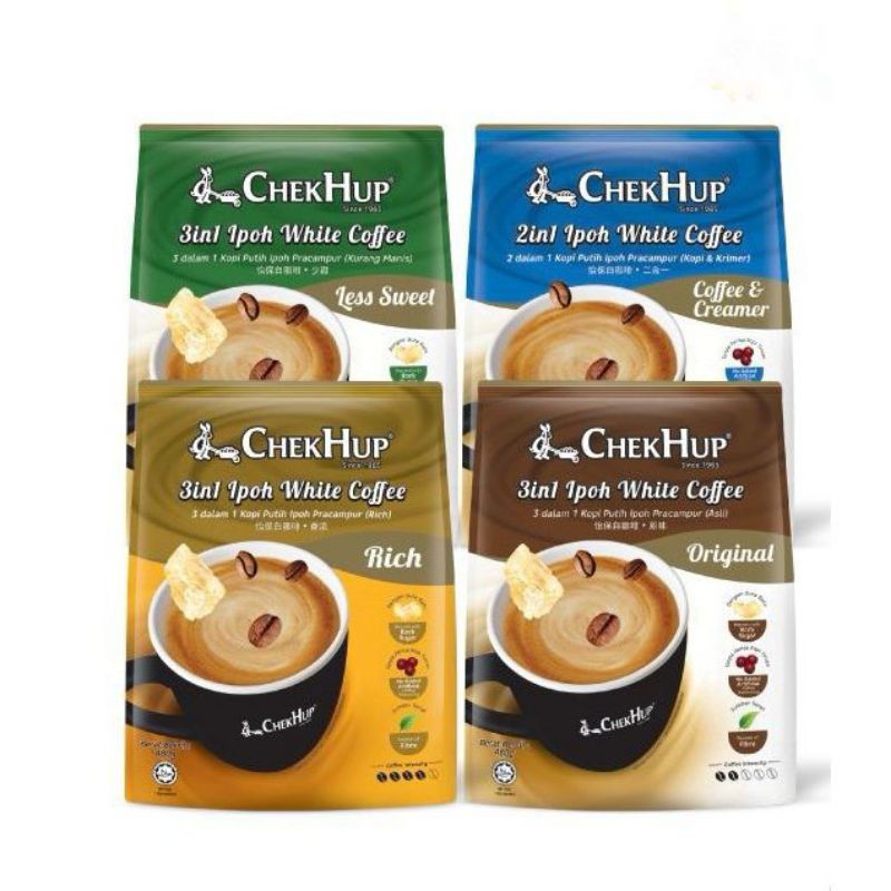 

Chekhup 3in1 Ipoh White Coffee Teh Tarik Creamy Less Sweet Kopi Cham Tarik Pack