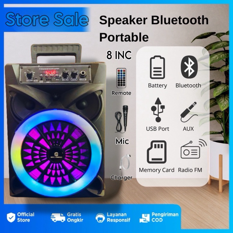 MEGA BASS Speaker Karaoke Bluetooth Ukuran Besar Free Mic Remot Casan / Salon Speker Aktif Jumbo Kar