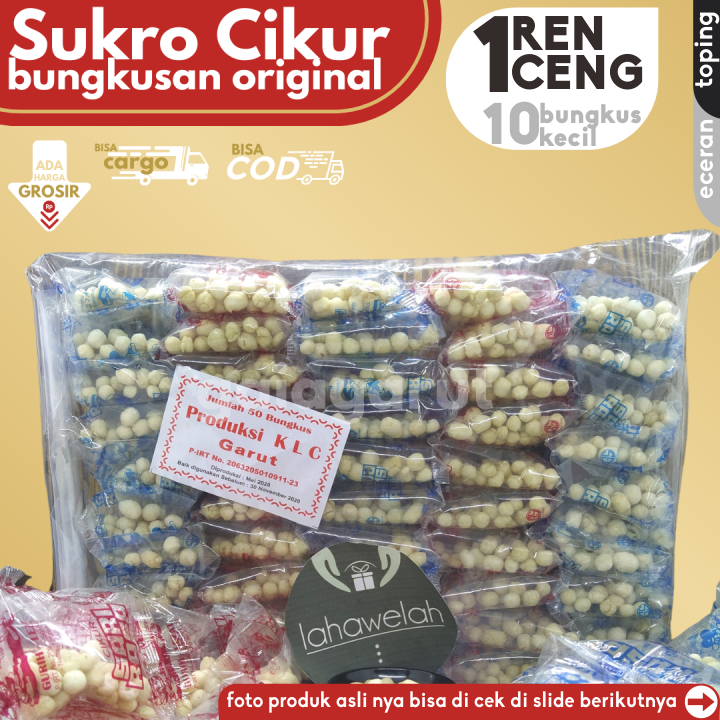 

SUKRO CIKUR 1RENCENG (10bungkus kecil) Merk SariRasa Pelengkap Baso Aci Seblak by GG