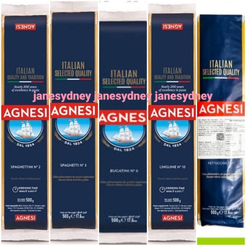 

Agnesi Pasta Noodle Italy 500g Spaghetti N.3 Spagghetini N.2 Fettucine Flat N.29 Bucatini N.6 Linguine N.10