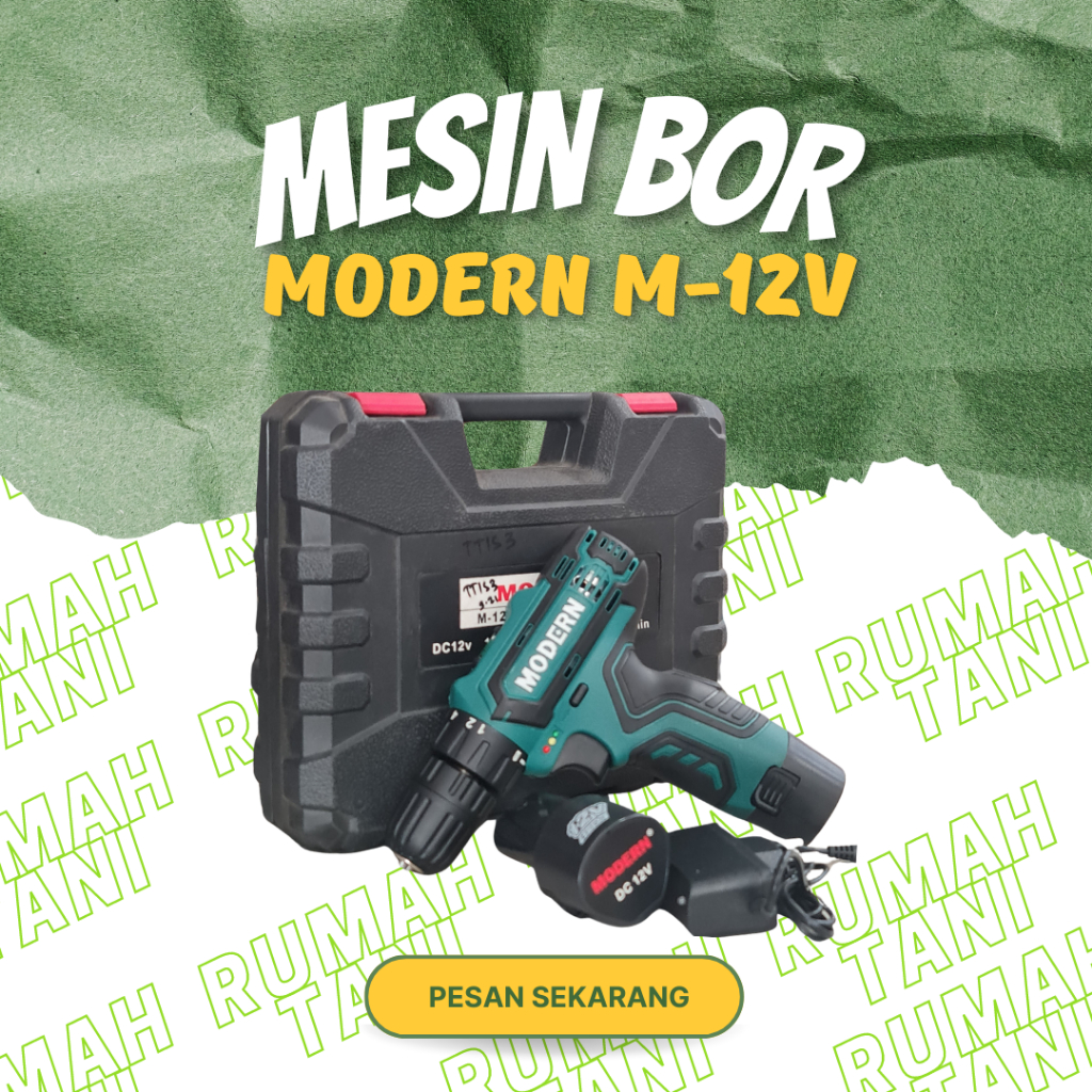 mesin bor baterai modern m-12v mesin bor cordless