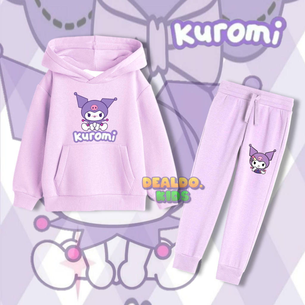 Stelan Jaket Hoodie Jogger anak KUROMI / Stelan Hoodie Jogger anak