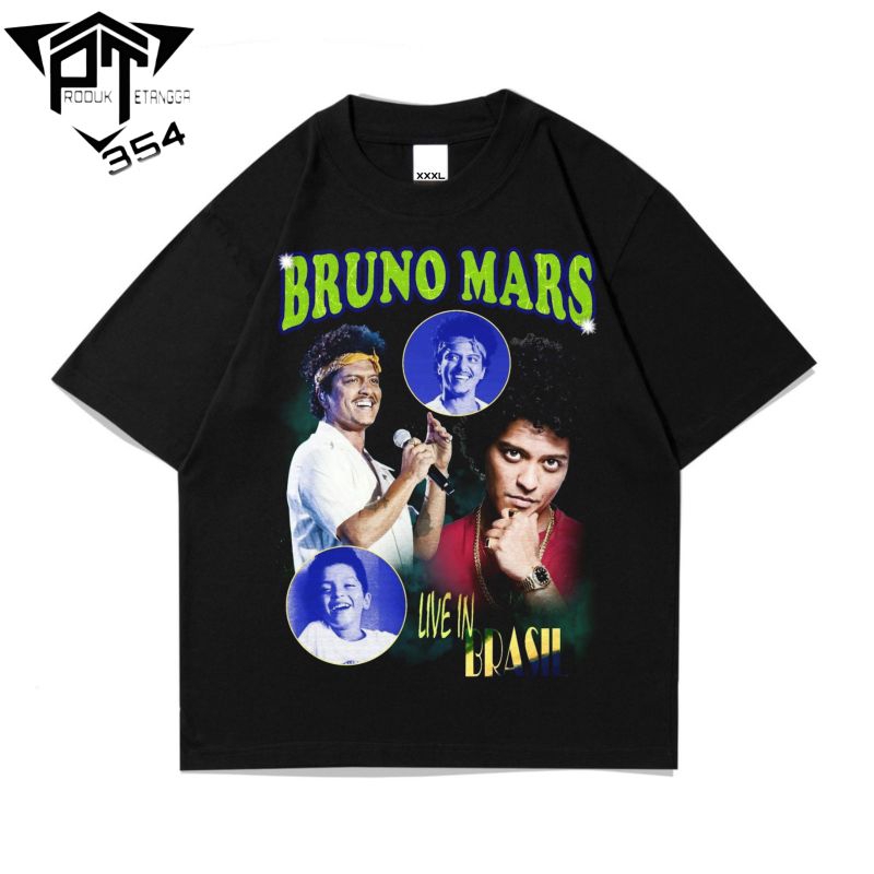 KAOS BAJU BRUNO MARS - TSHIRT OVERSIZE PENYANYI INTERNASIONAL - HITAM PRIA WANITA DEWASA 24s