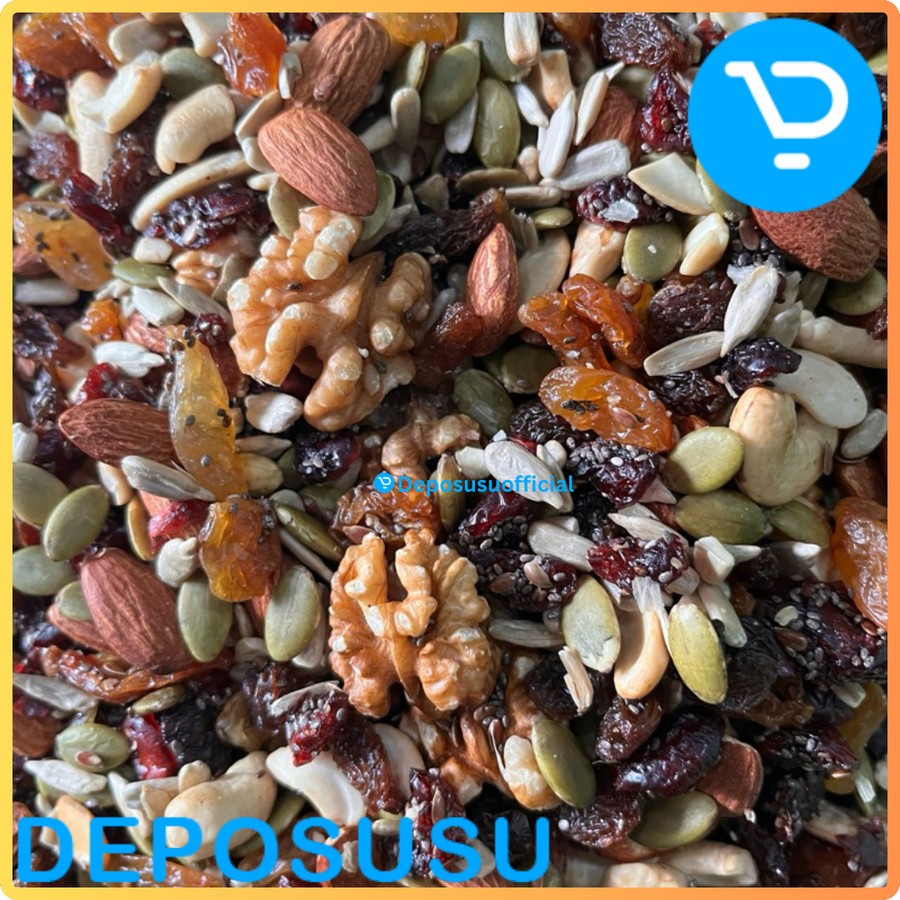

Trail Mix Trailmix Premium Camilan Diet Snack Makanan Sehat with Almond Mede Cashew Sunflower Seed Dried Fruit Raisin Cranberry Walnut
