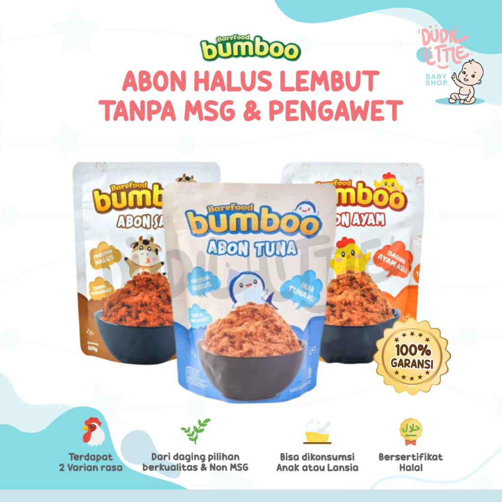 

BUMBOO Abon Anak MPASI / Abon Sapi dan Ayam NON MSG / Tanpa Gula Sehat Aman MPASI