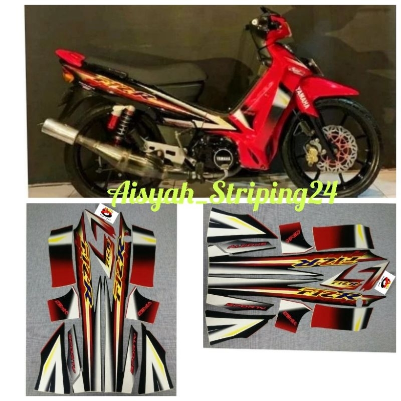 stiker striping lis bodi motor Yamaha FizR sporty YPCS 2003 hitam merah