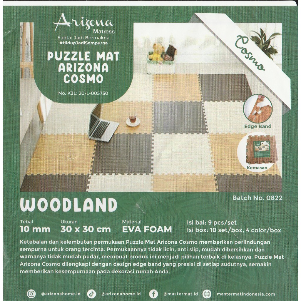 Arizona Puzzle Mat Printing Wood Alas Lantai Eva foam Motif Kayu Bambu 30x30/ 60x60cm Dekorasi Rumah