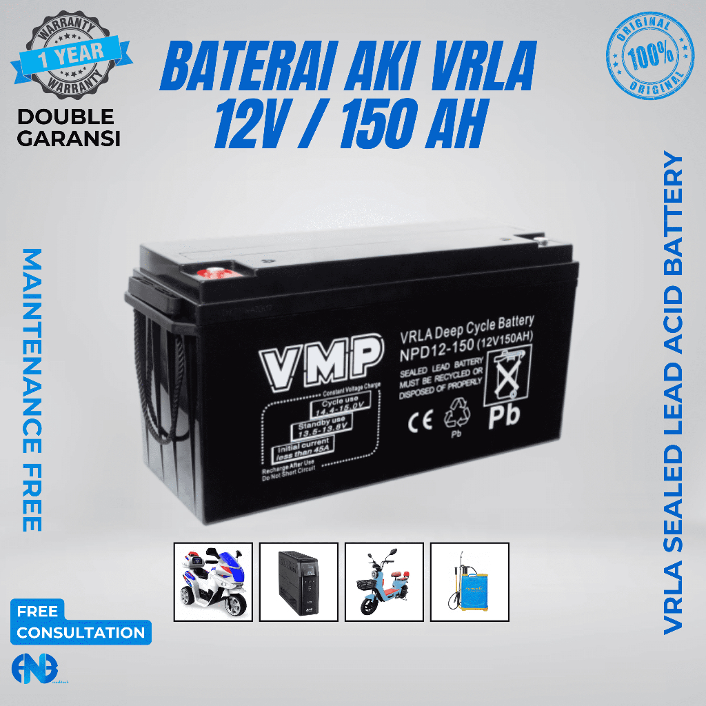 Baterai Aki UPS 12V 150AH 150AH VMP Aki Baterai Kering VRLA UPS APC ICA