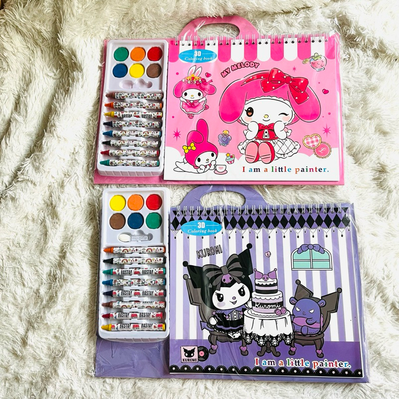 

Set Mewarnai 30in1 Sanrio Melody Kuromi 8 Krayon 6 Cat 1 Kuas 12 Lembar Gambar