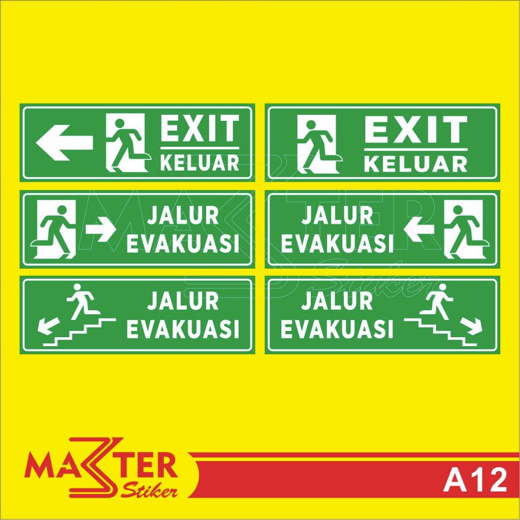 

A12 - Acrylic Sign, Stiker Akrilik Exit dan Jalur Evakuasi, Tahan Air, Termurah, dan Bisa Custom