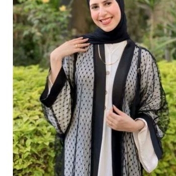 OUTER LONG CARDI BAHAN TILE POLKADOT STYLISH