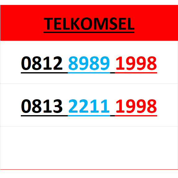 Nomor cantik simpati 4g 5g seri tahun 1998 r2000