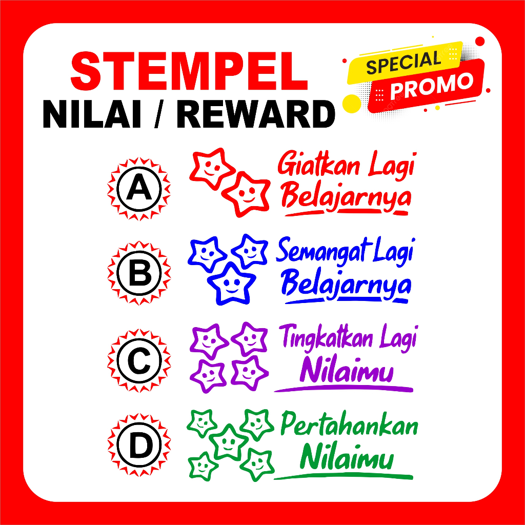 

Stempel Nilai Guru REWARD / PAUD / TK / SD / Home Schooling