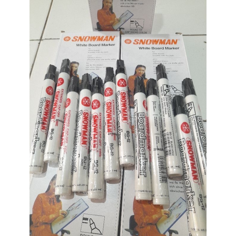 

Spidol Snowman White Board Marker BG12 Warna Hitam Non Permanen