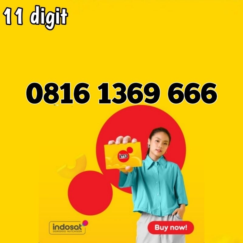 Kartu perdana nomor cantik Indosat 11 digit IM3 Ooredoo 816 1369 666