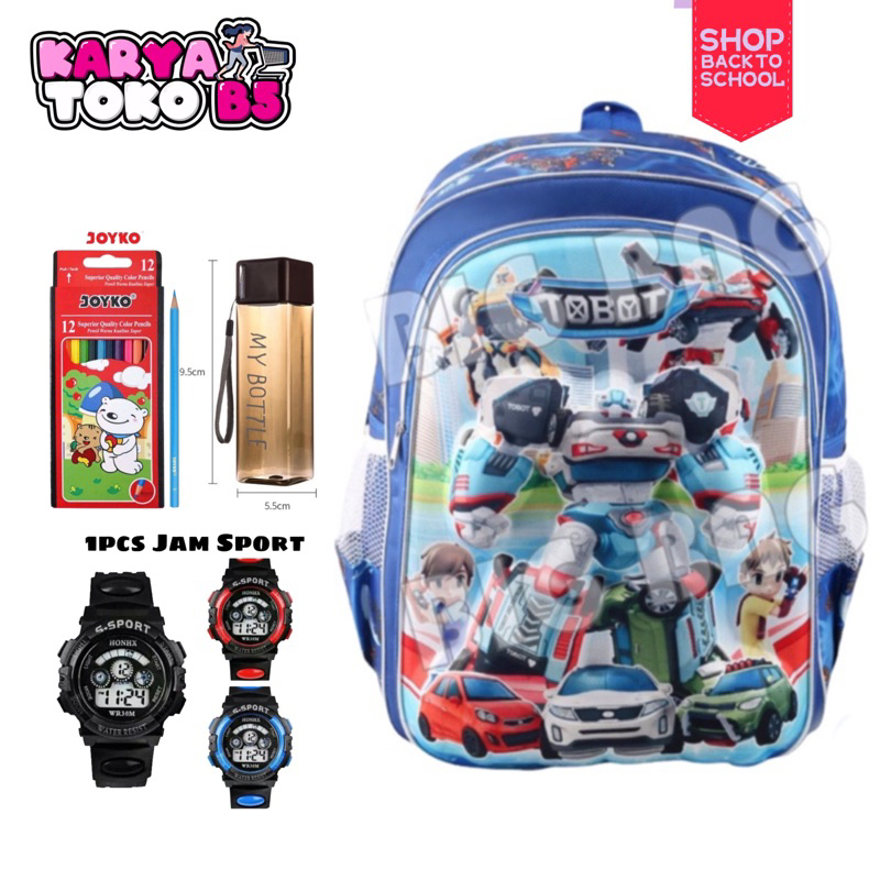 Tas ransel Anak Sekolah motif robot , tas sekolah anak robot