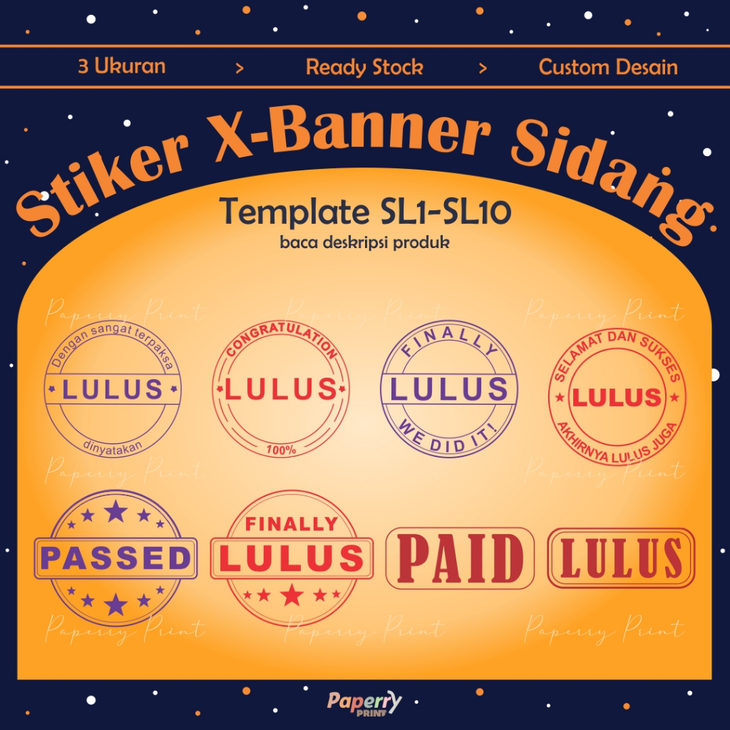 [10 x 10 cm] Stiker Sidang / Stiker Wisuda / Stiker Lulus / Stiker Banner Sidang / Stiker Banner Wis