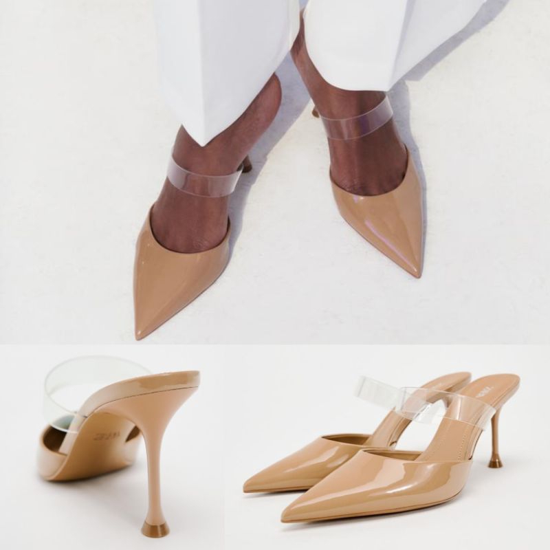 Sepatu ZARA Vinyl Mules Heels Shoes