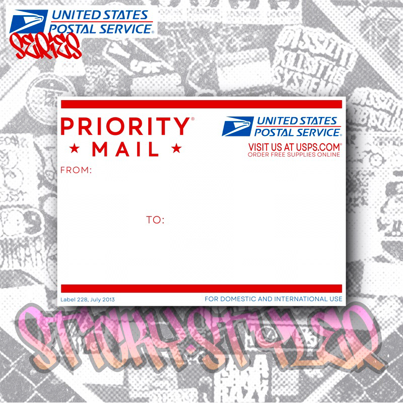 

Sticker graffiti PRIORITY MAIL USPS blank